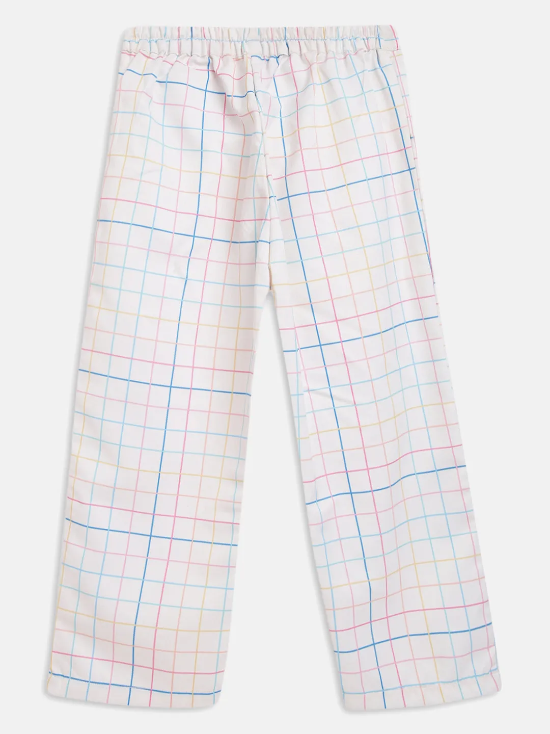 Girls White Cotton Poly Pant