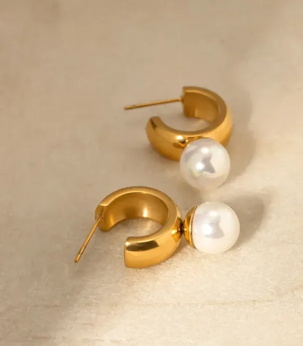 Gold and Pearl Hoops