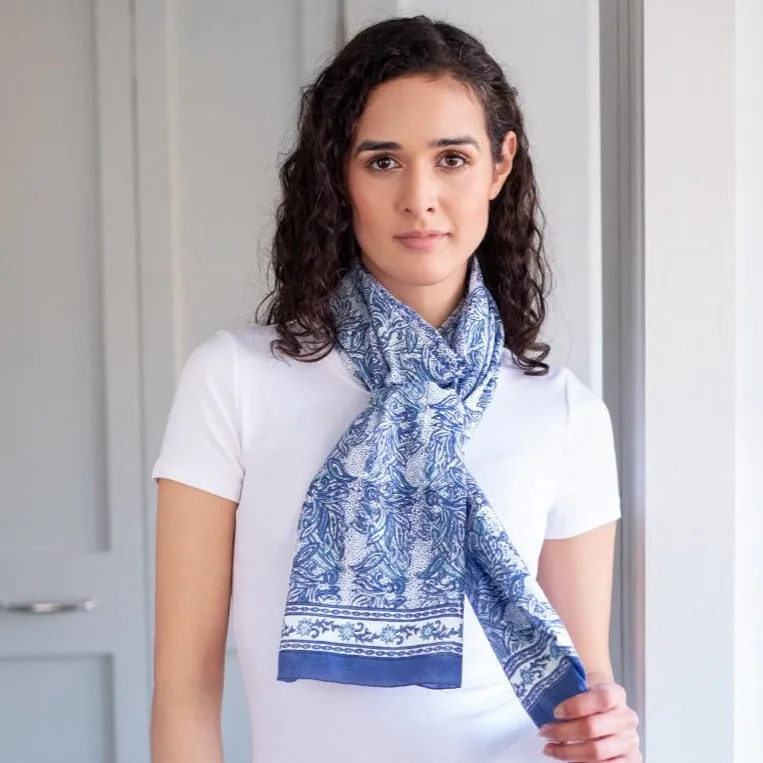 Hand Block Printed Scarf - Vine Leaves