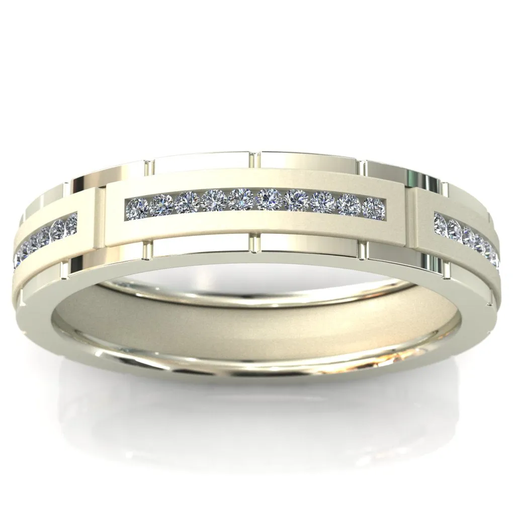 High-End Round Cut Gems Couple's Full Eternity Matching Two-Band Set