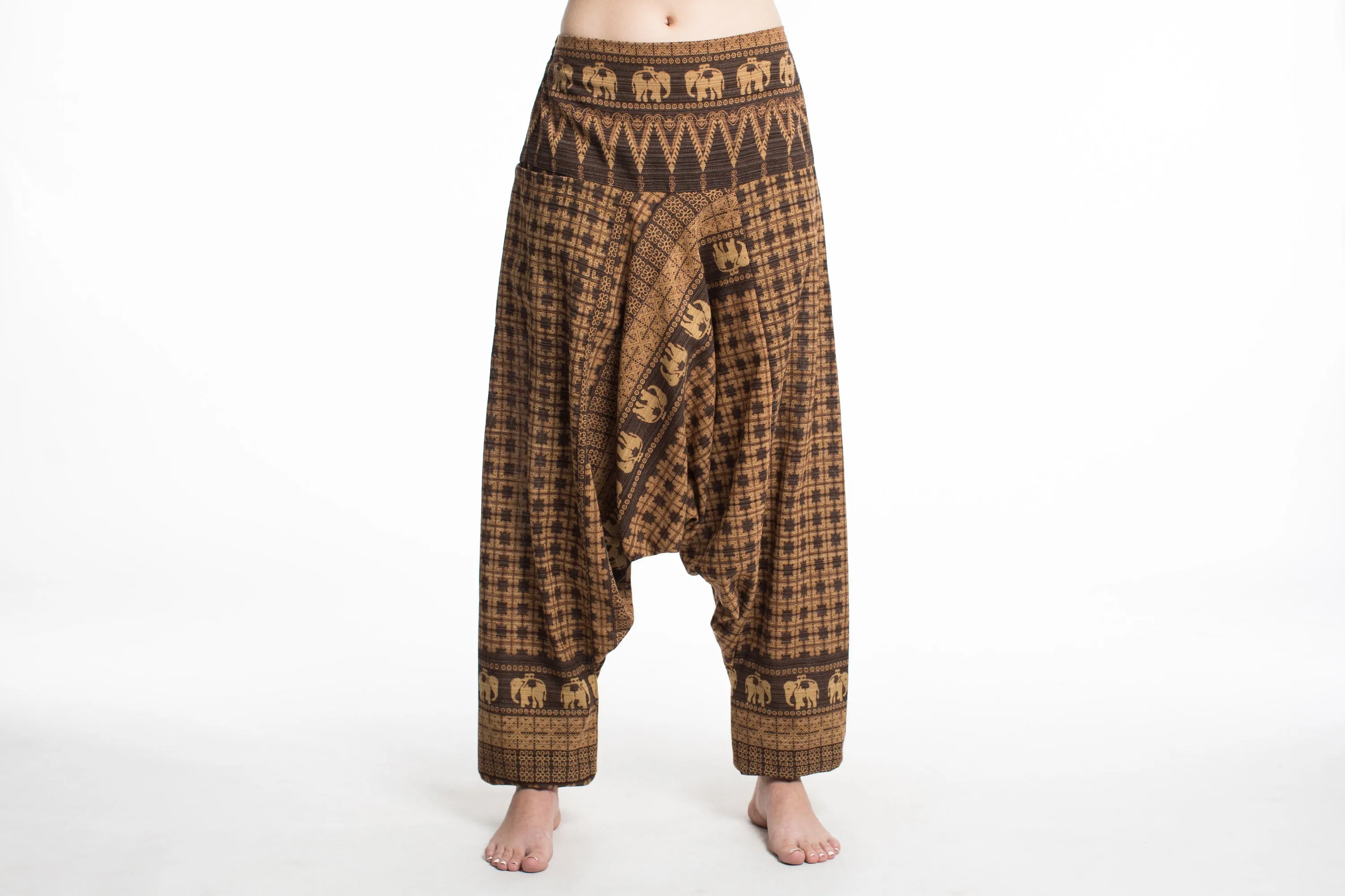 Hill Tribe Elephant Women's Elephant Pants in Brown