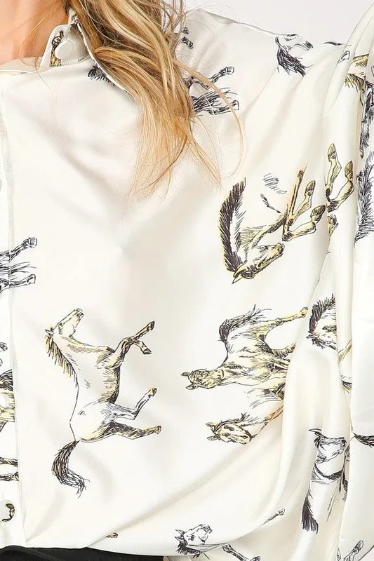 Horsing Around Blouse - Ivory