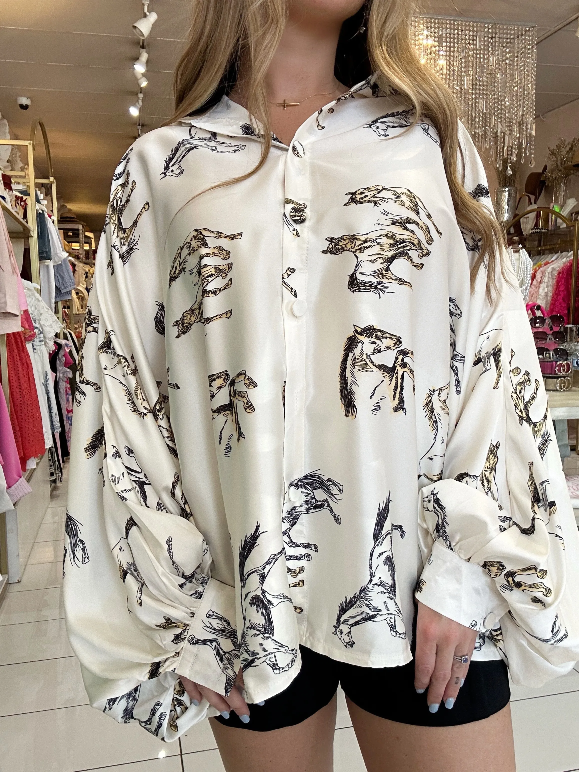 Horsing Around Blouse - Ivory