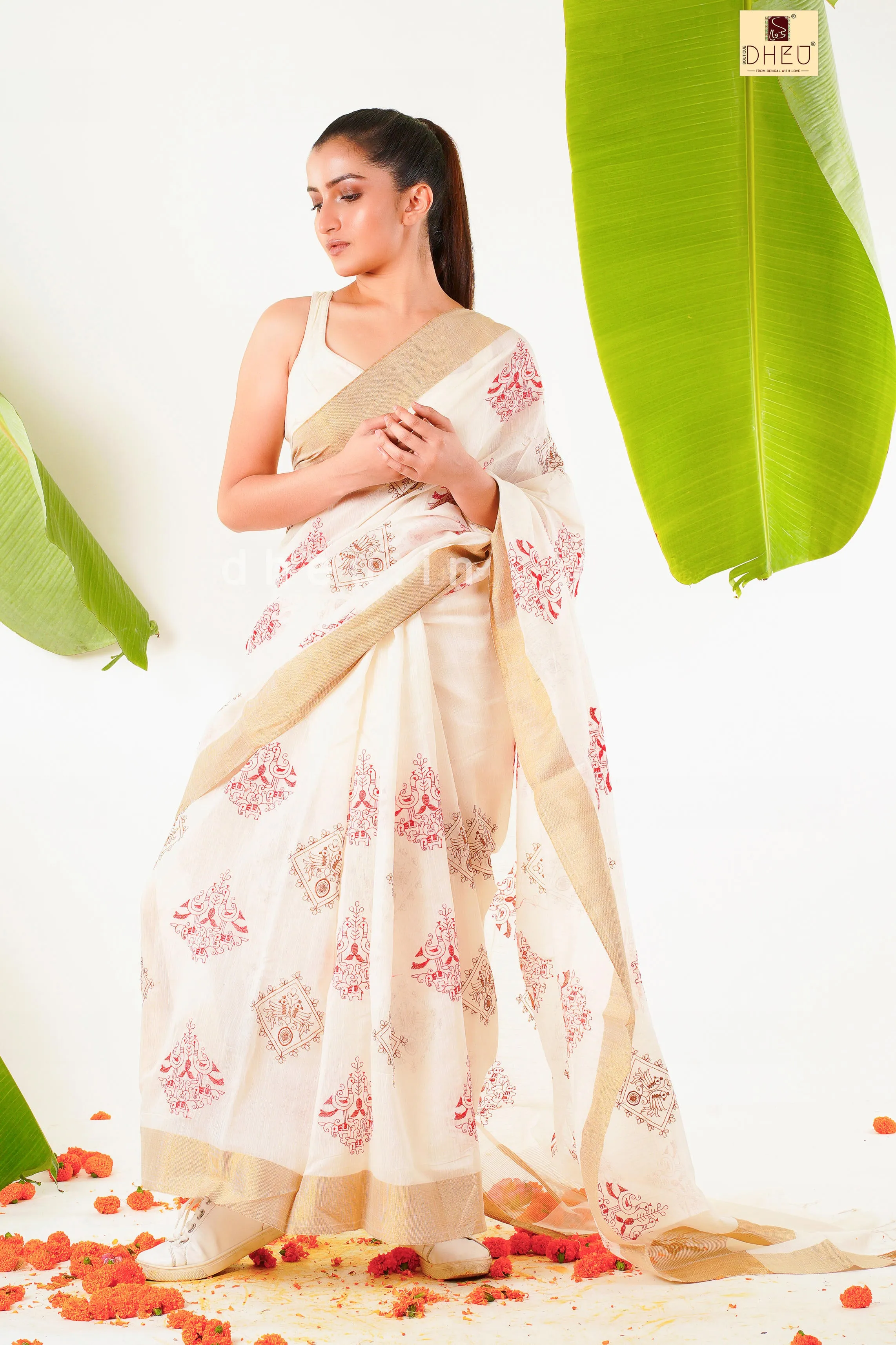 Kasavu - Embroidery Cotton Silk Saree