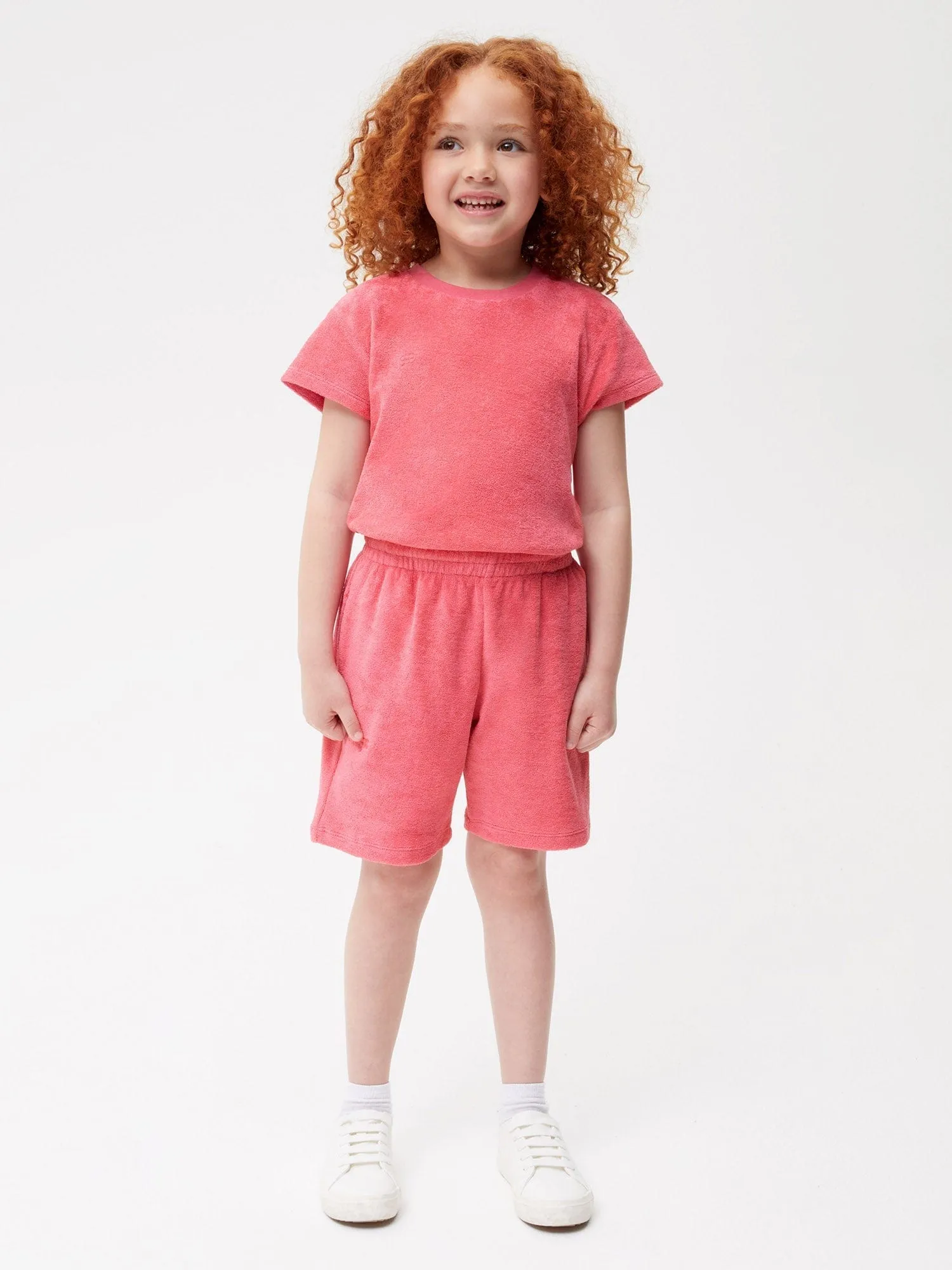 Kids Towelling Shorts—lotus pink