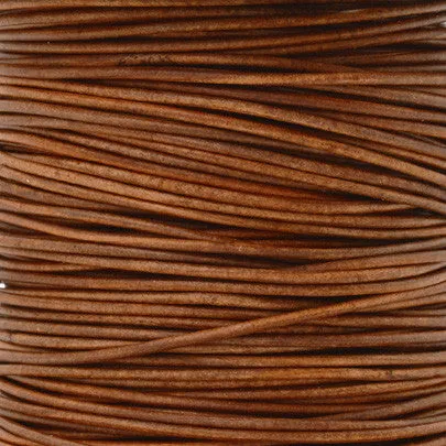 Leather Cord-Round-1mm Soft-Natural Light Brown-50 Meter Spool