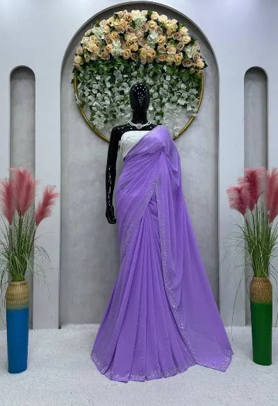 Lilac Silver Patywear Designer Saree