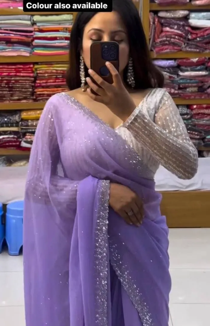 Lilac Silver Patywear Designer Saree