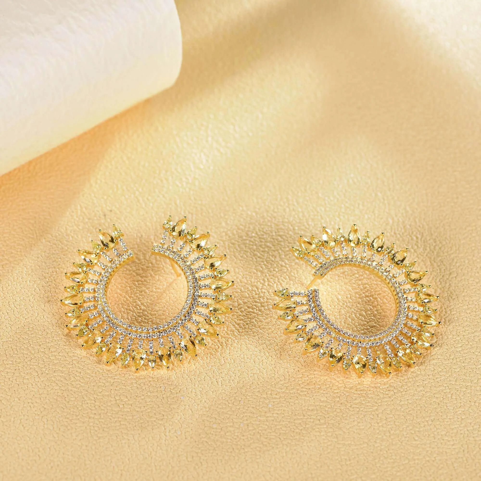 Luxury Cubic Zirconia Diamond Half Hoop Earrings