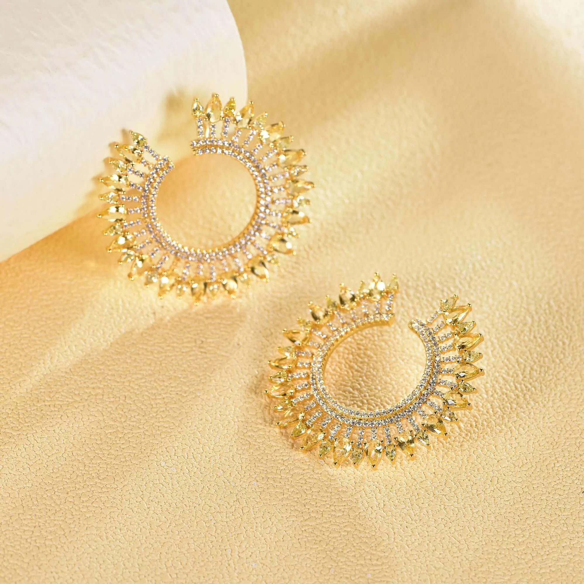 Luxury Cubic Zirconia Diamond Half Hoop Earrings