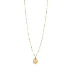 Madone Charm Classic Gigi White necklace, Yellow Gold, 16.5"