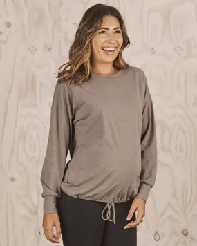 Melanie Maternity Essential Drawstring Tee - Taupe