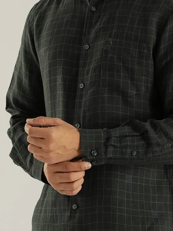 Men Checked Full Sleeve Linen Shirt