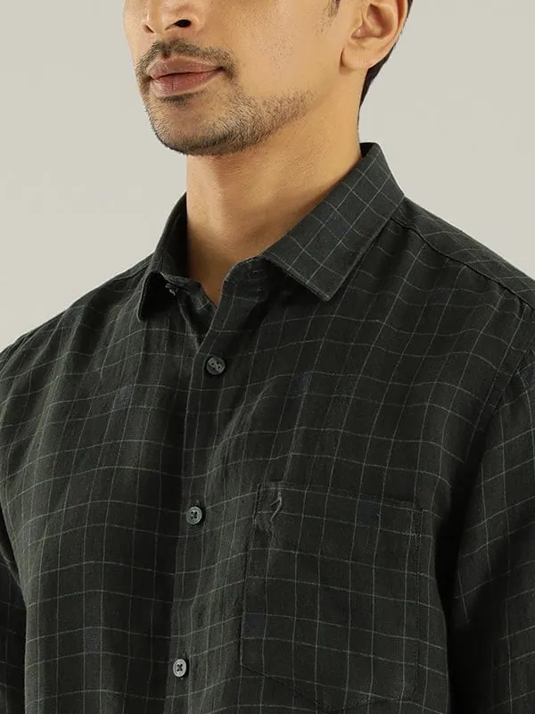 Men Checked Full Sleeve Linen Shirt