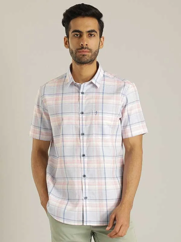 Men Checked Half Sleeve Cotton Shirt