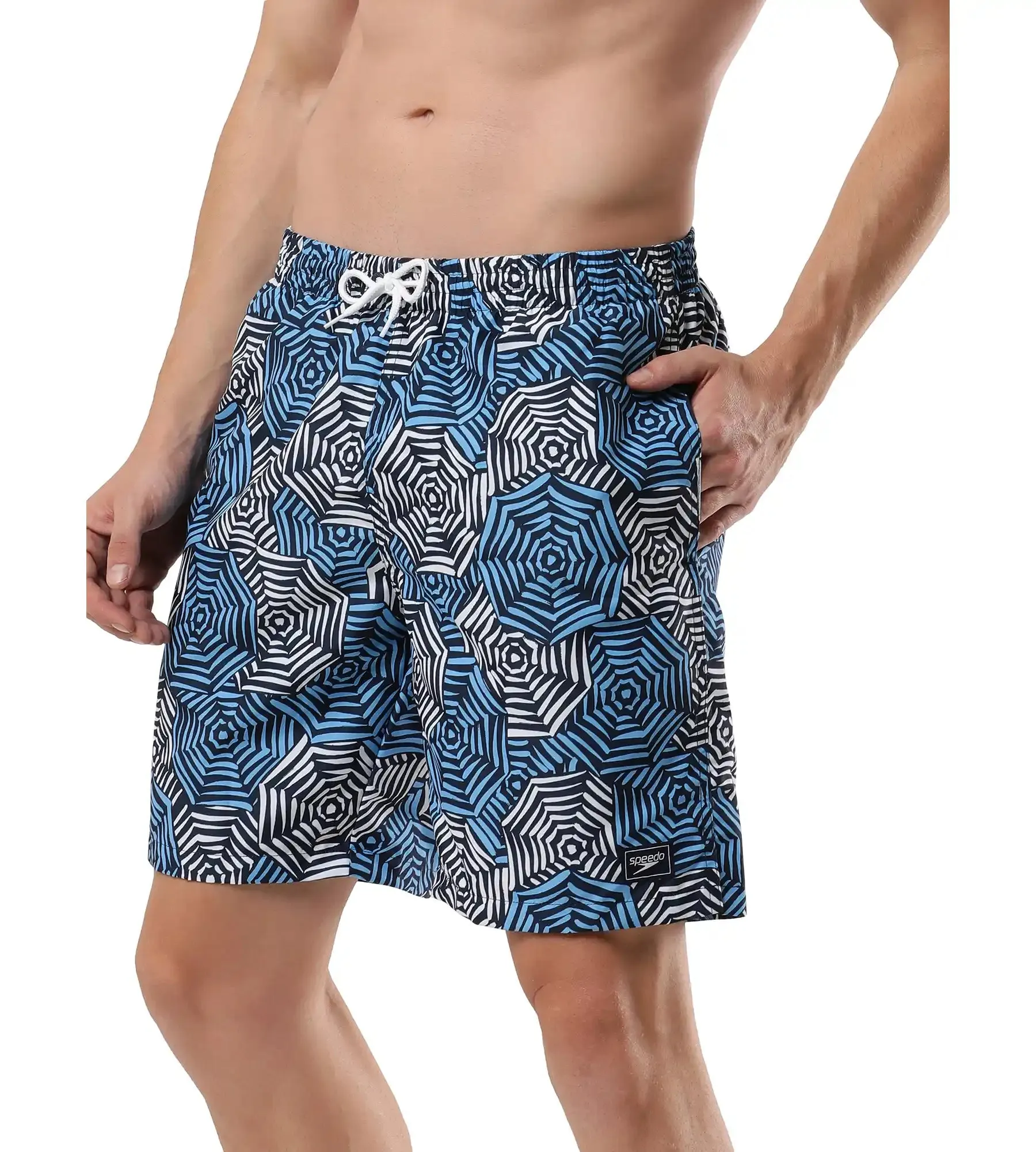 Men's Essential Printed Leisure' Watershorts - Pure Blue  &  Tranquil Blue