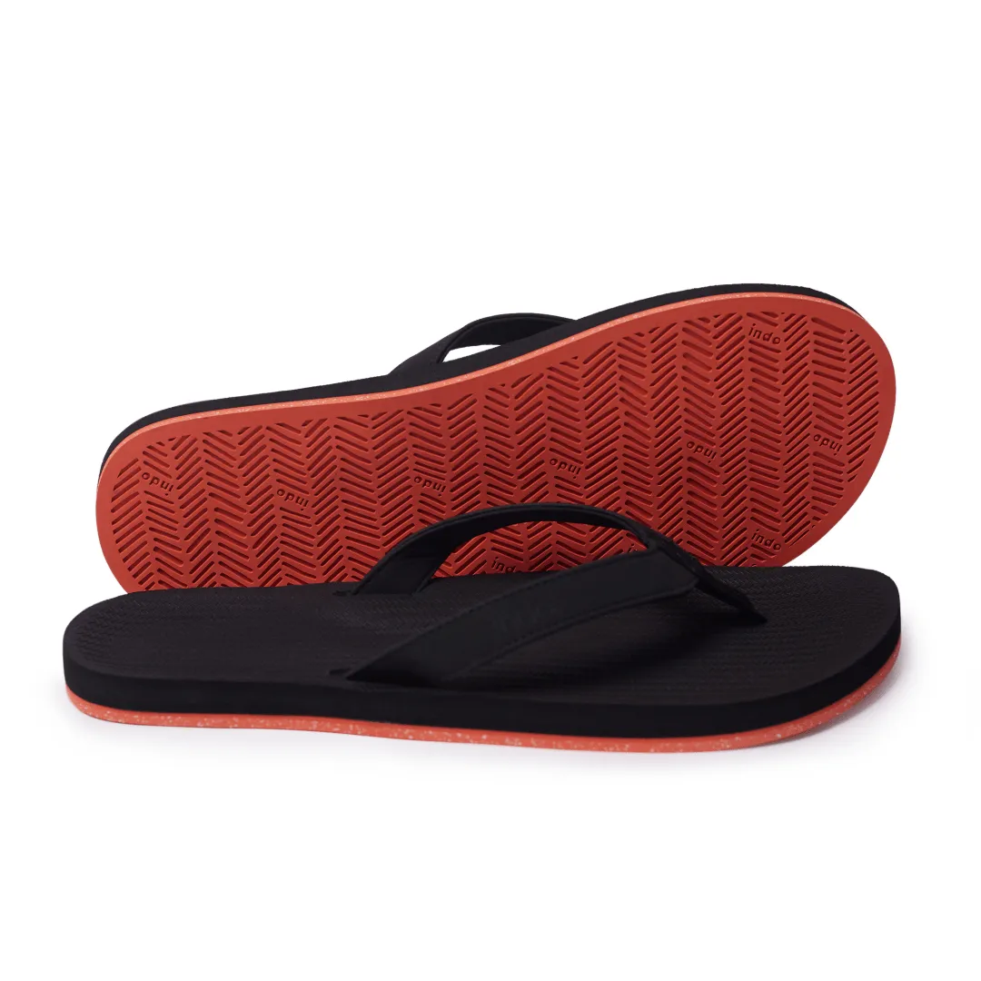 Men’s Flip Flops Sneaker Sole - Black/Orange Sole