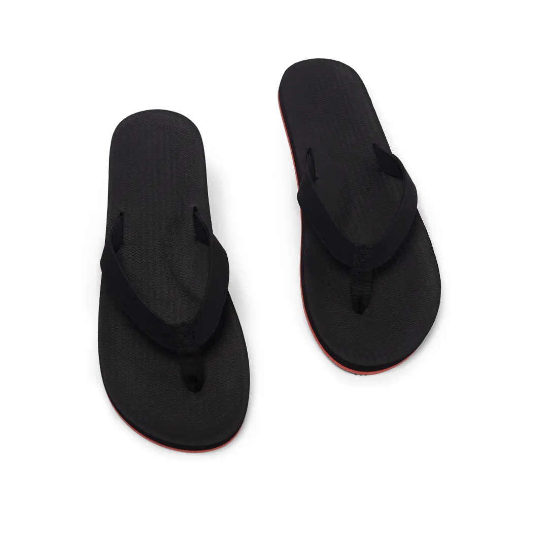 Men’s Flip Flops Sneaker Sole - Black/Orange Sole