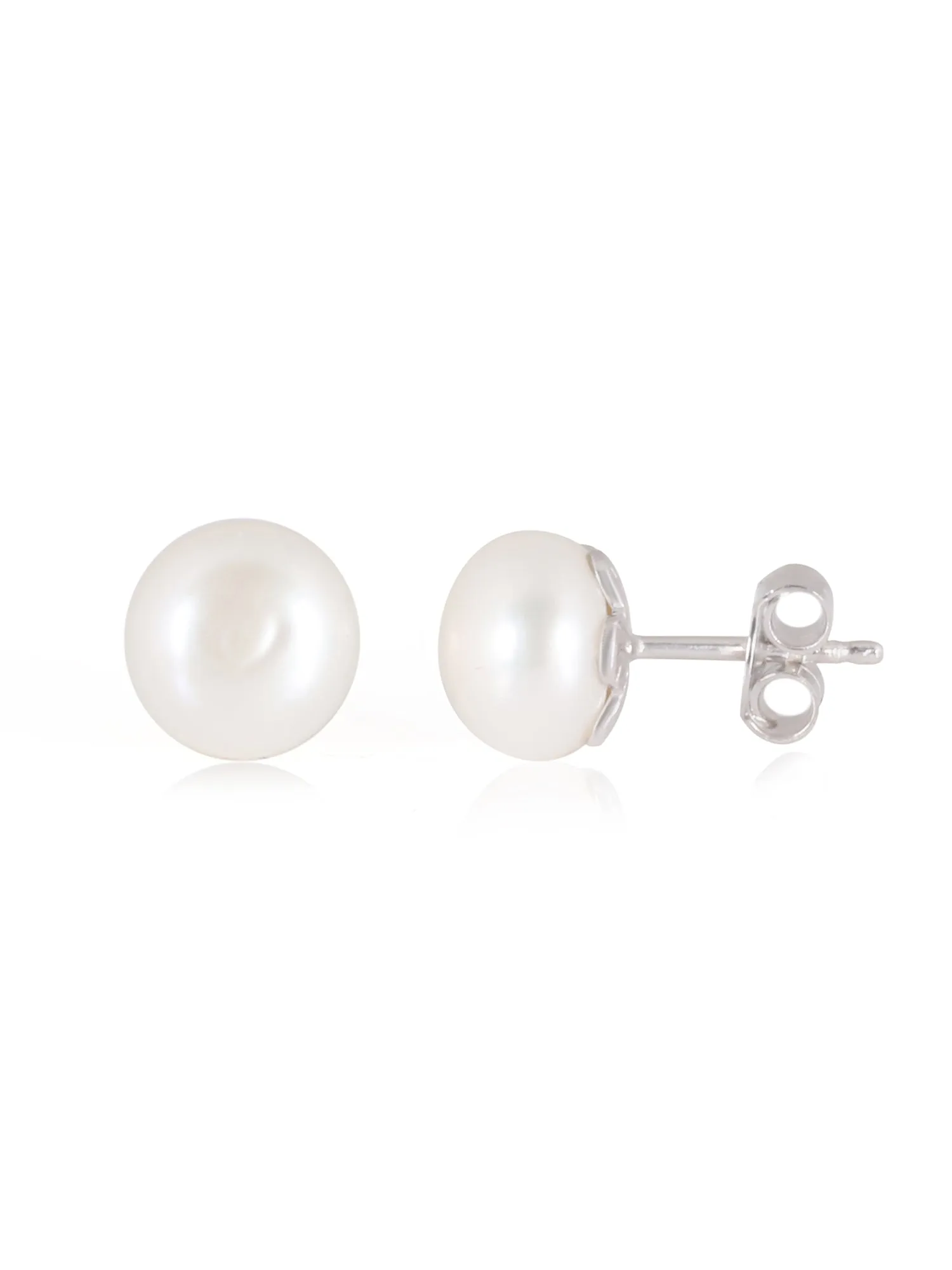 Natural Freshwater Pearl Stud Earring For Women In 925 Silver