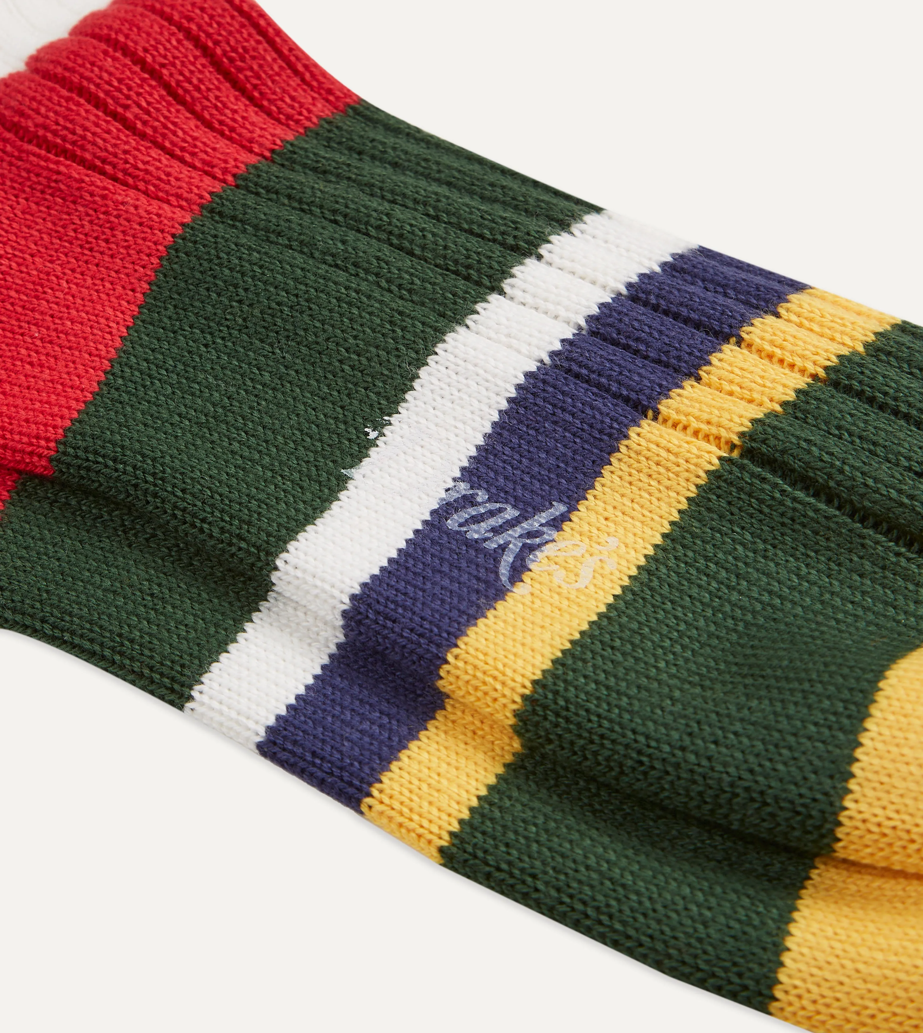 Navy and Green Cotton Striped Sports Socks