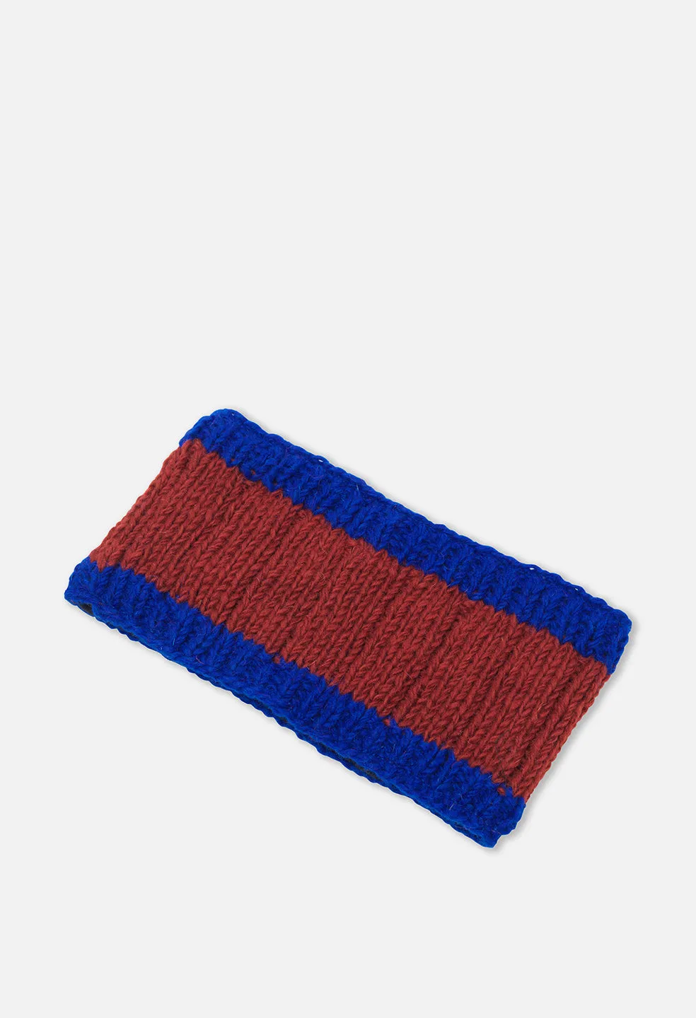 Nepalese Knit Wool Headband /  Royal x Burgundy