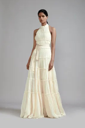 Off-White Backless Tiered Gown (Ready to Ship)