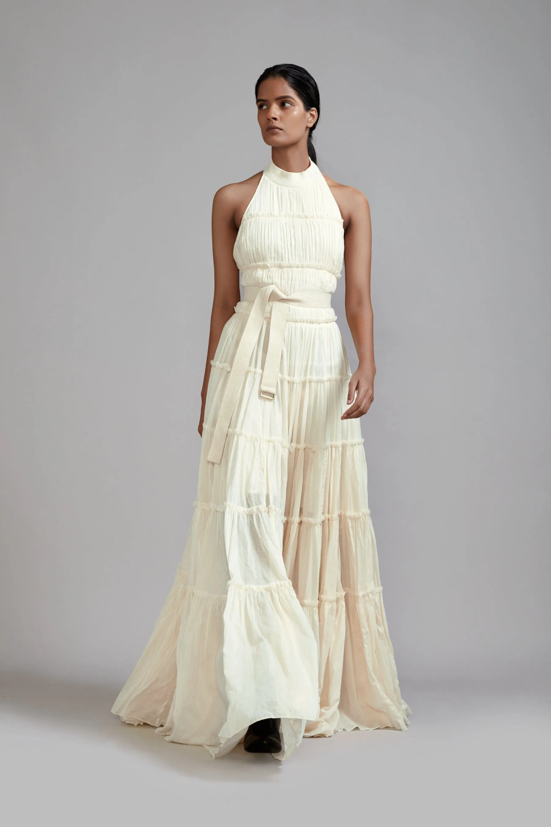 Off-White Backless Tiered Gown (Ready to Ship)