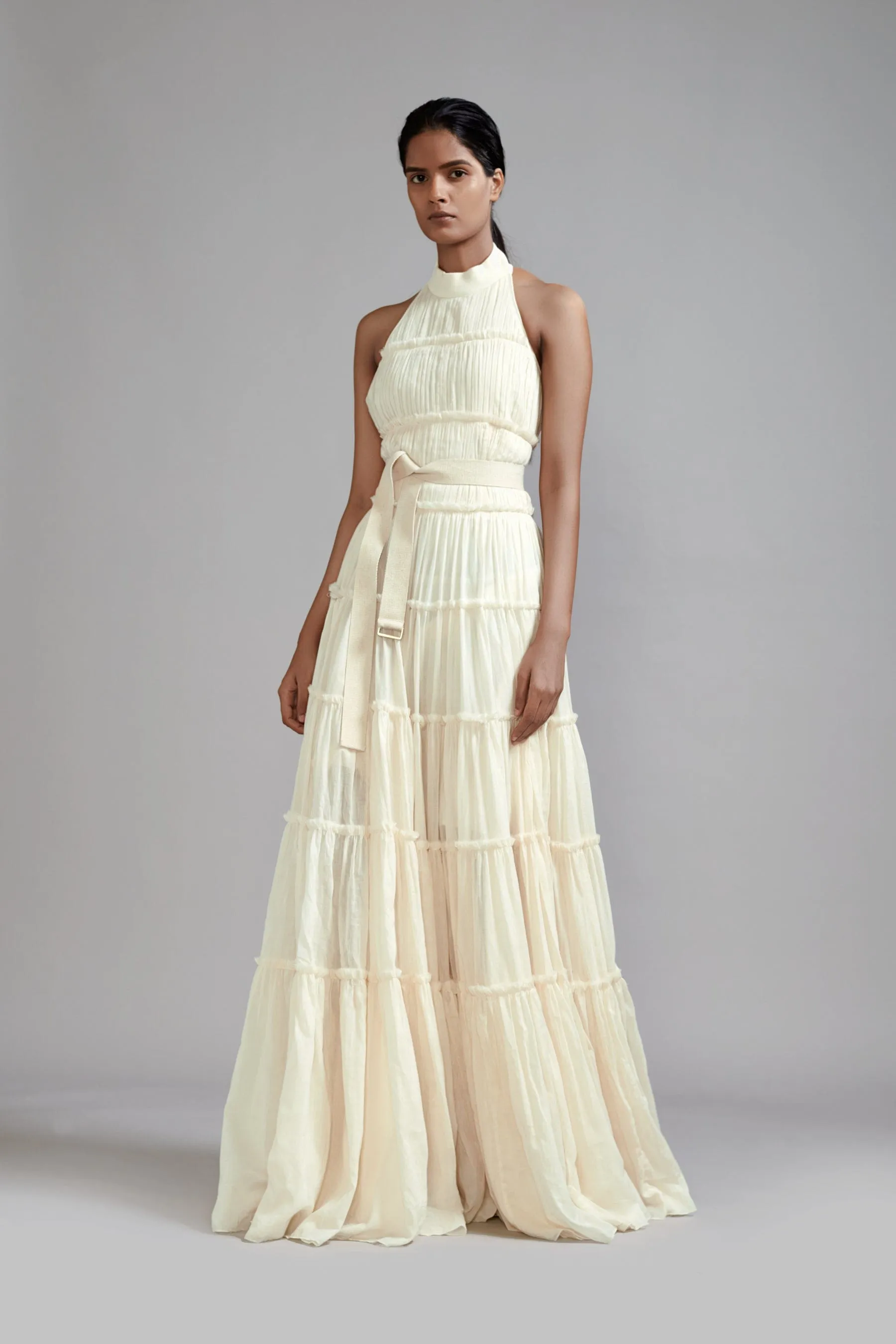 Off-White Backless Tiered Gown (Ready to Ship)