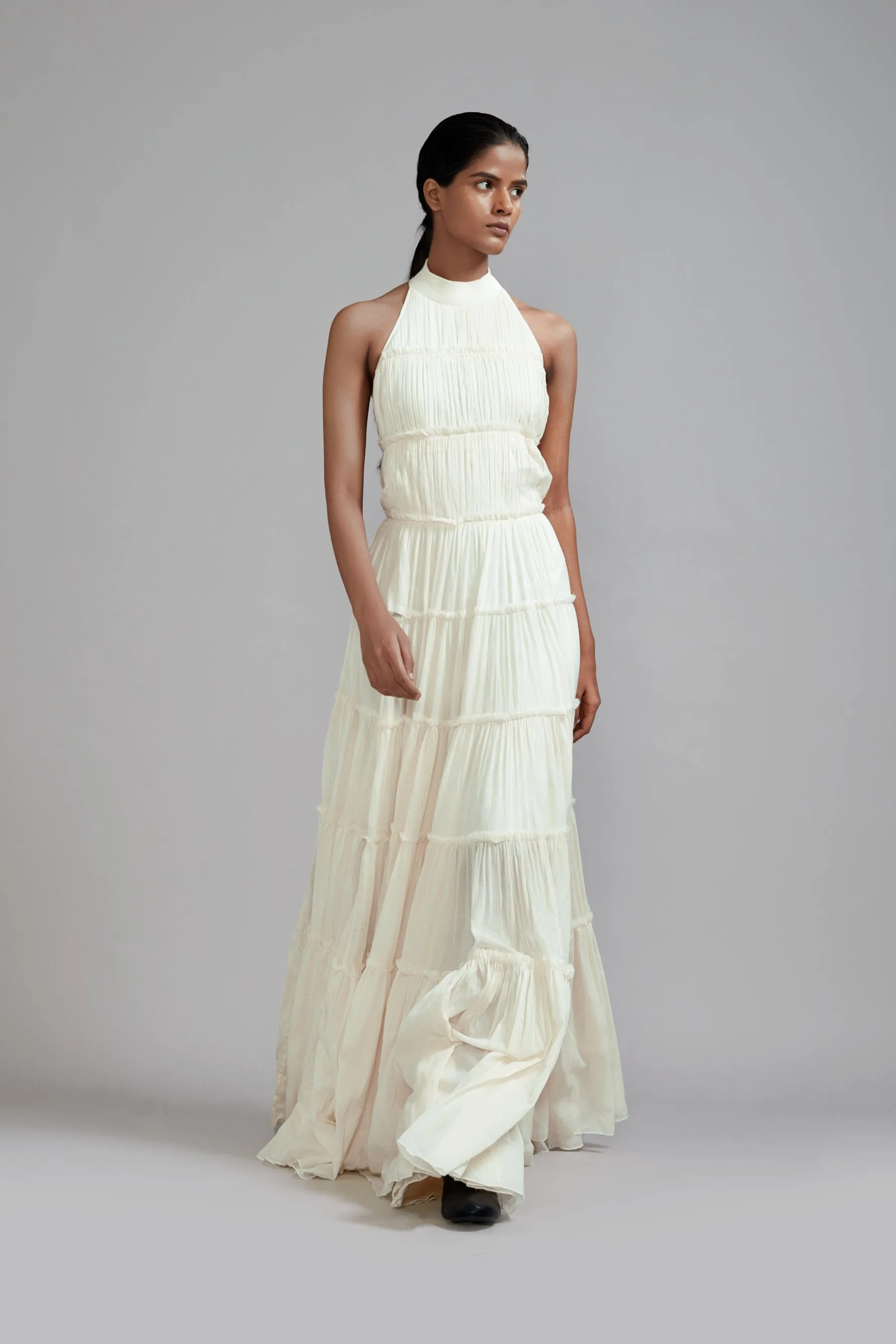 Off-White Backless Tiered Gown (Ready to Ship)