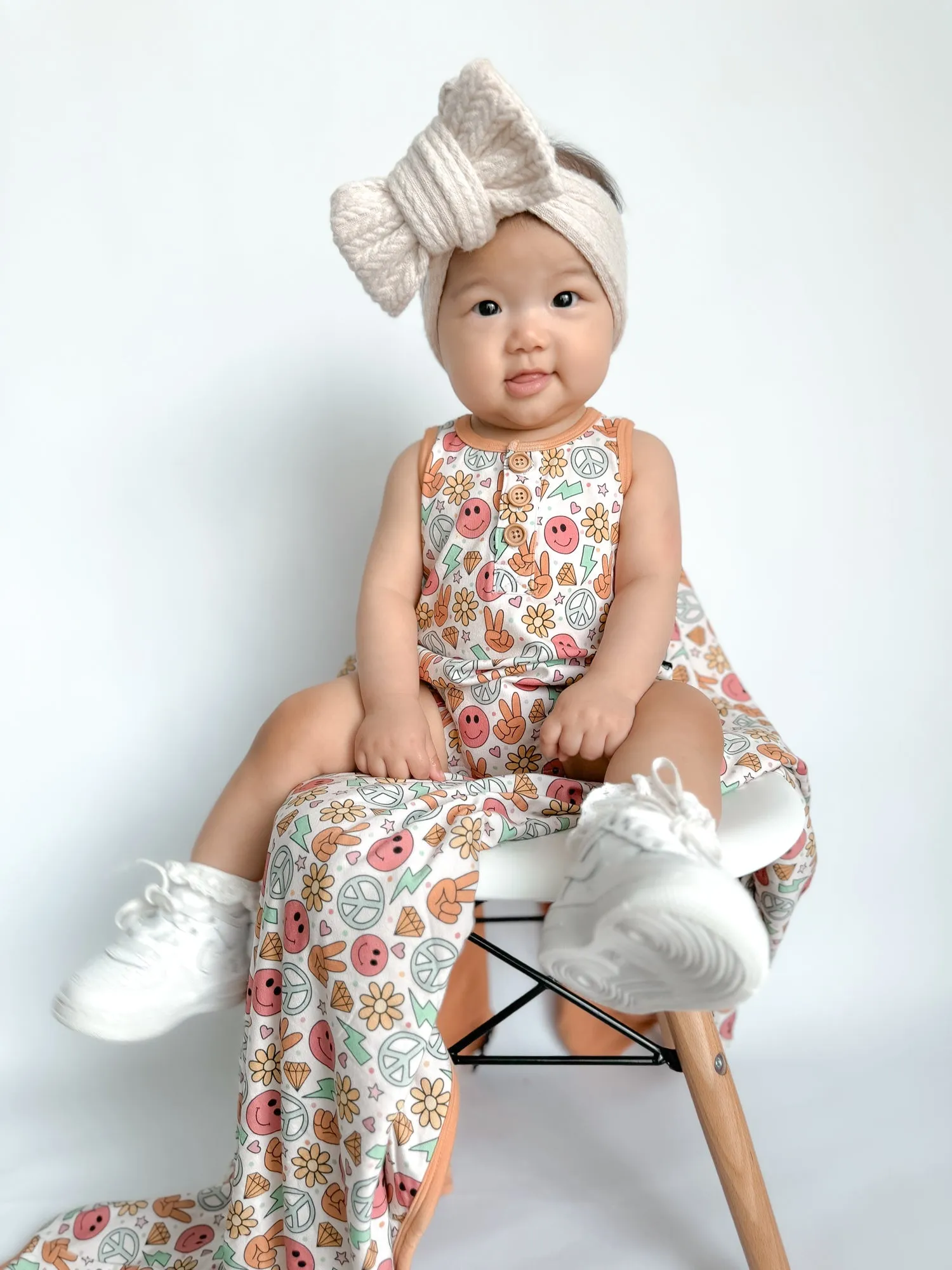 ORGANIC COTTON HENLEY ROMPER- Groovy Summer