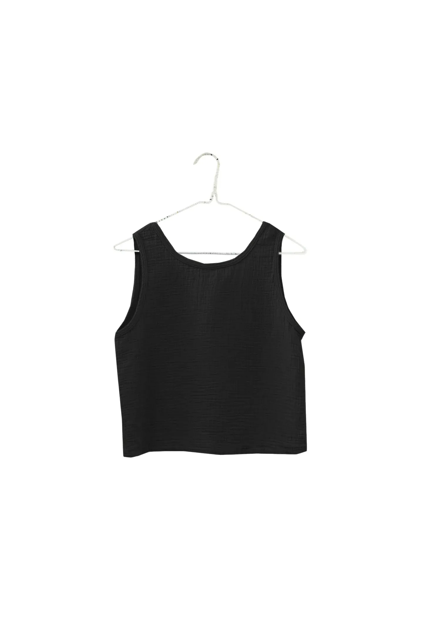 Organic Gauze Reversible Tank in Black