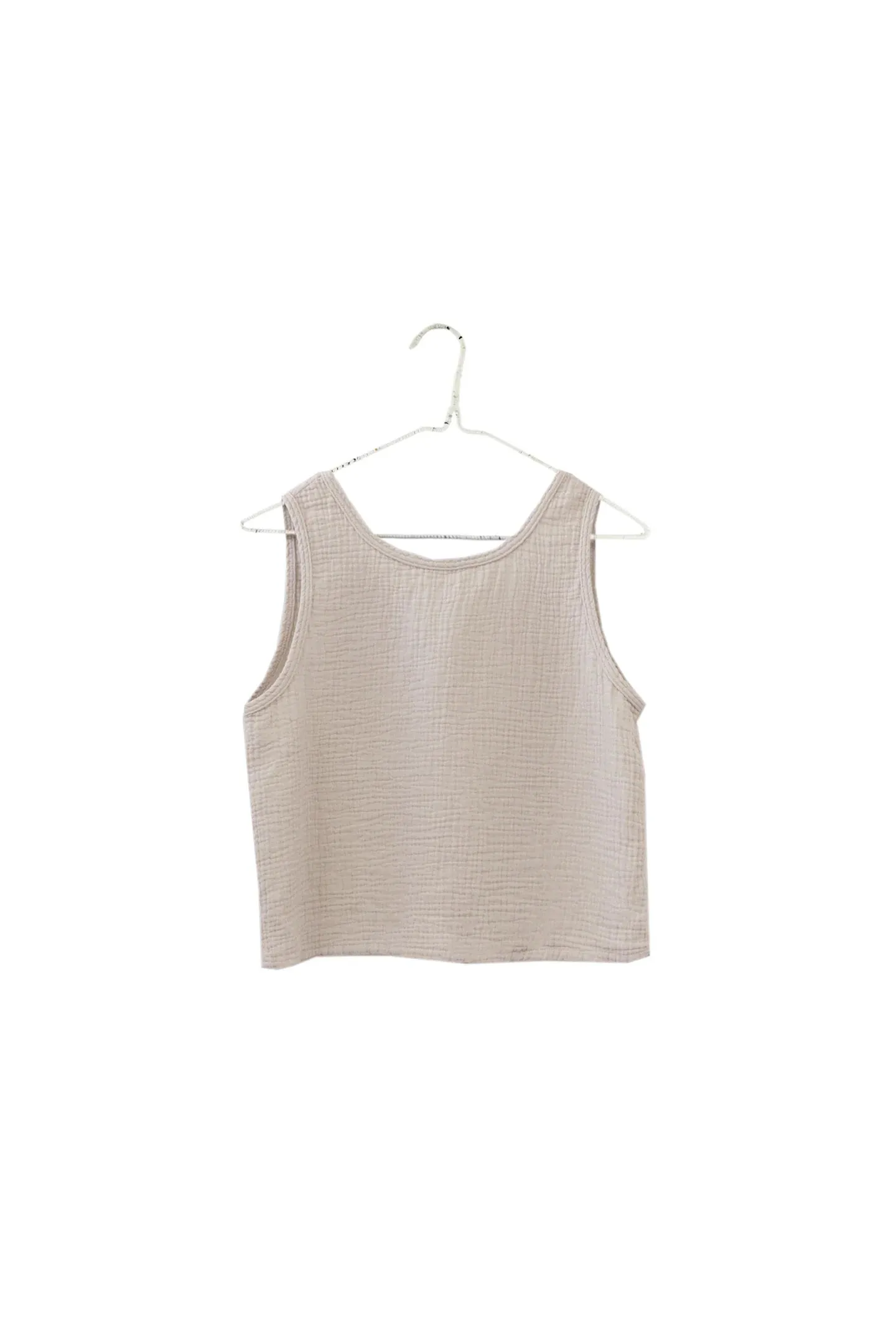 Organic Gauze Reversible Tank in Sand Beige