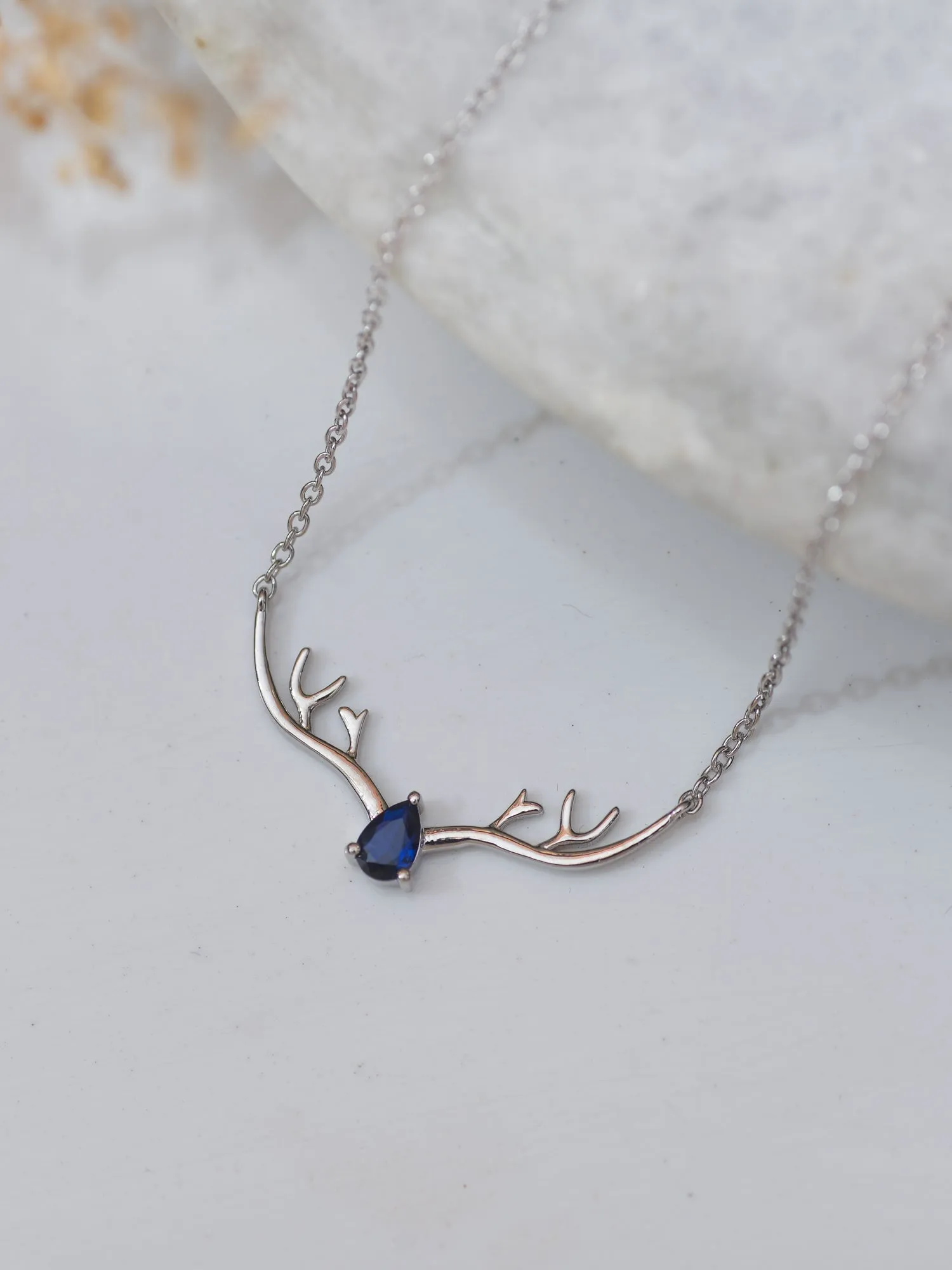 Ornate Jewels Blue Sapphire Deer Necklace For Women