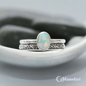 Oval Opal Engagement Ring Set | Moonkist Designs