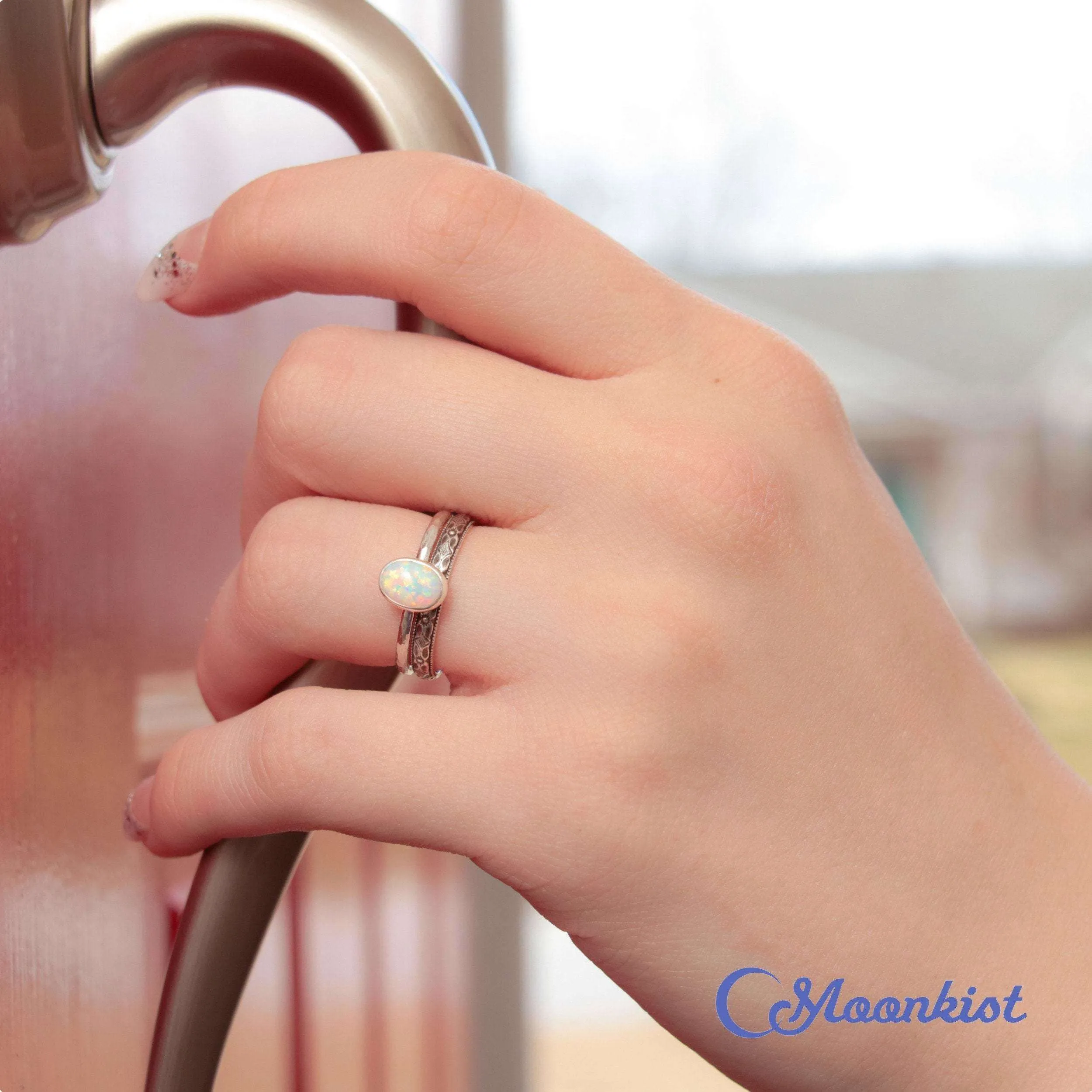 Oval Opal Engagement Ring Set | Moonkist Designs