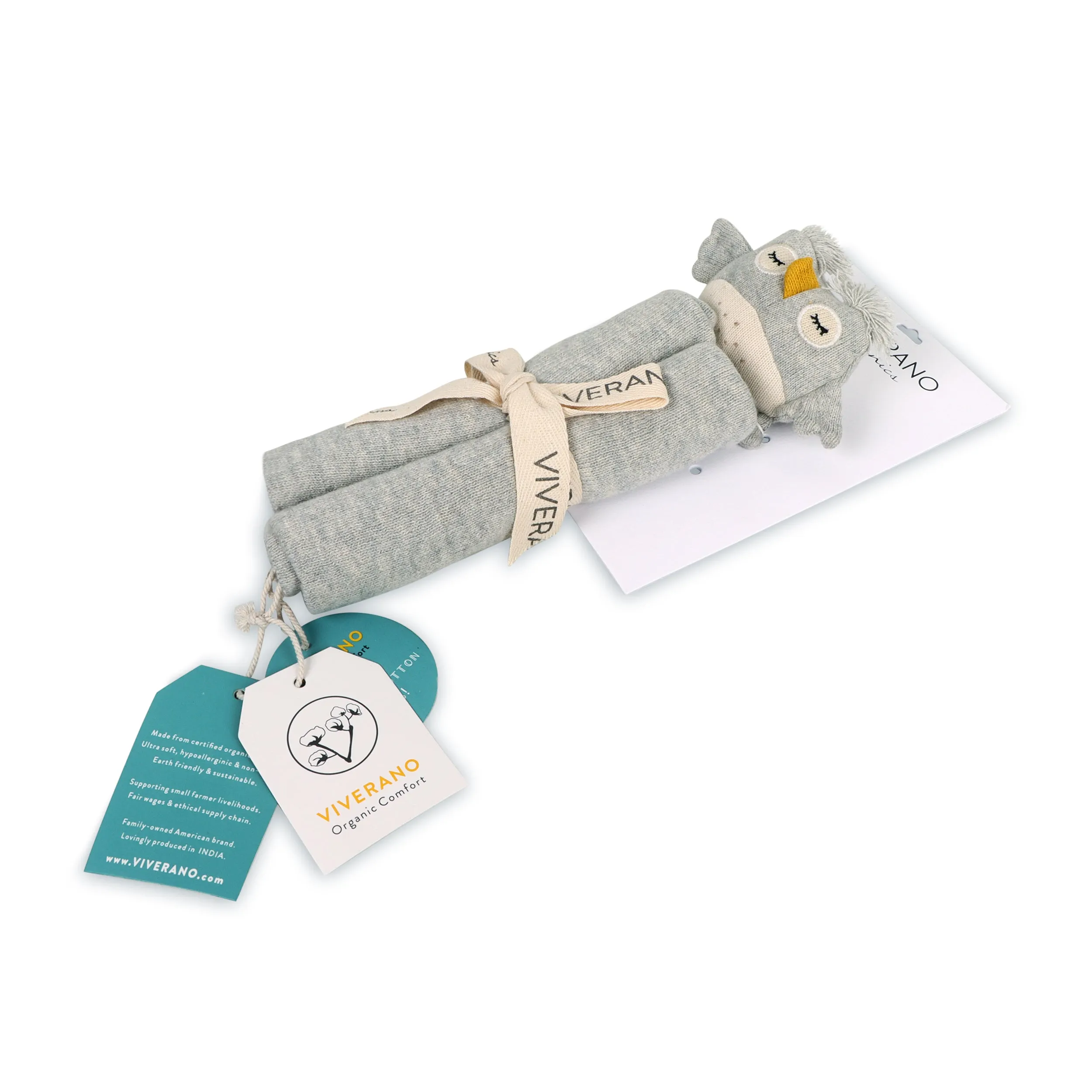 Owl - Organic Baby Lovey Security Blanket