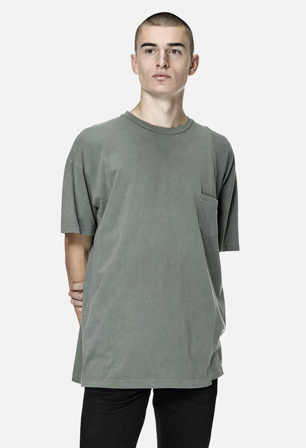 Paneled Pocket Tee / Washed Olive