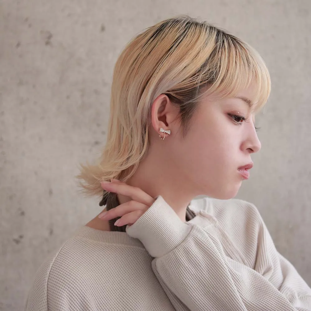 Pave Bow Clip On Earrings