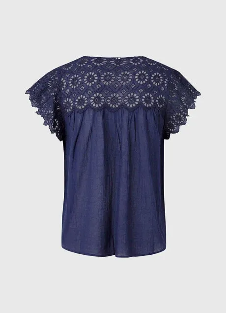 Pepe Jeans Blouse with perforated detail Stella PL304254 583 thames