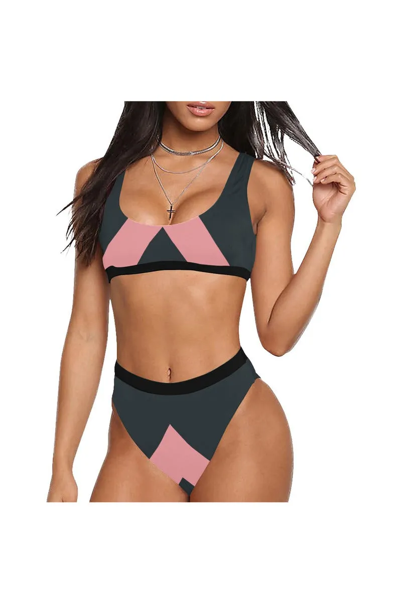 Pink-a-Boo Sport Top & High-Waist Bikini Swimsuit