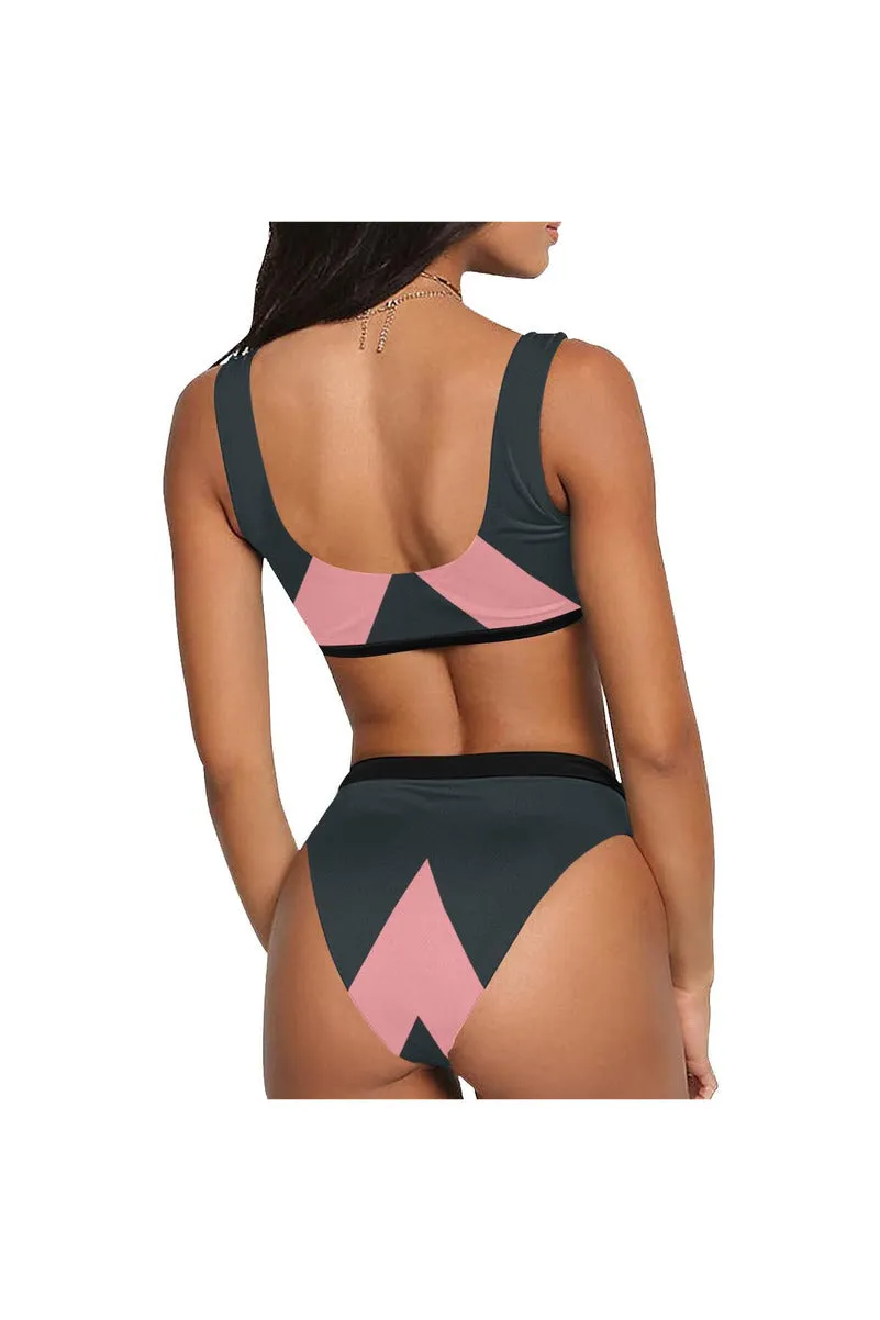 Pink-a-Boo Sport Top & High-Waist Bikini Swimsuit