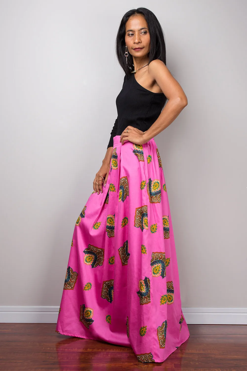 Pink maxi skirt,  Boho Skirt, pink Skirt, Maxi Skirt, Summer skirt, long pink skirt, pleated skirt