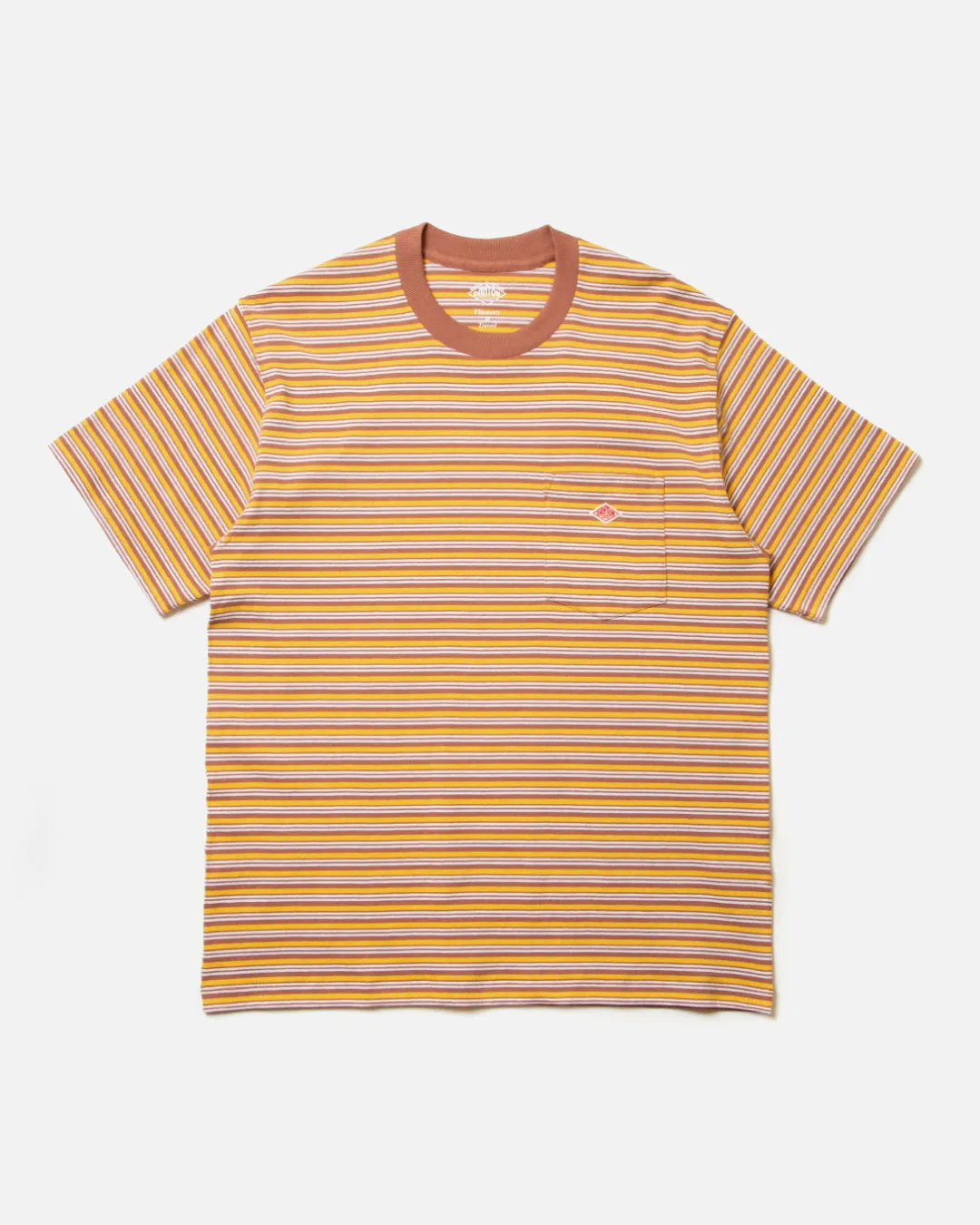 Pocket T-shirt - Mustard / Brown Stripe