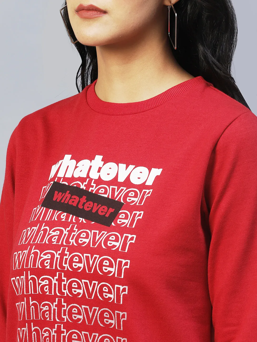 Printed Round Neck Fleece Sweatshirt