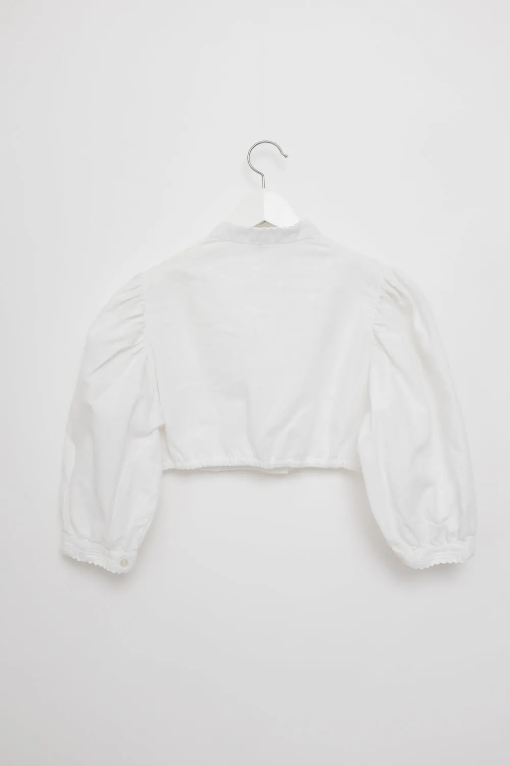 PUFFED SLEEVE VINTAGE CROP COTTON BLOUSE