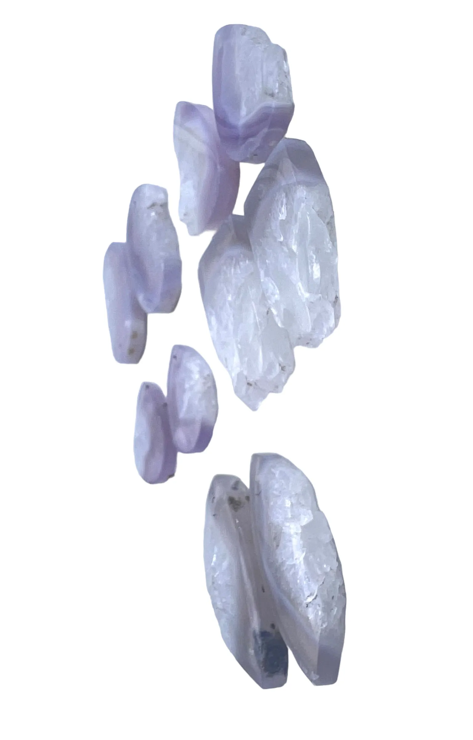 Purple Moss Agate Crystal Slice Matching Earring Bead Pairs Various Shapes (choose 1 pair)