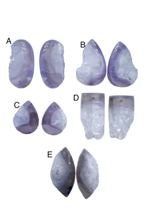 Purple Moss Agate Crystal Slice Matching Earring Bead Pairs Various Shapes (choose 1 pair)