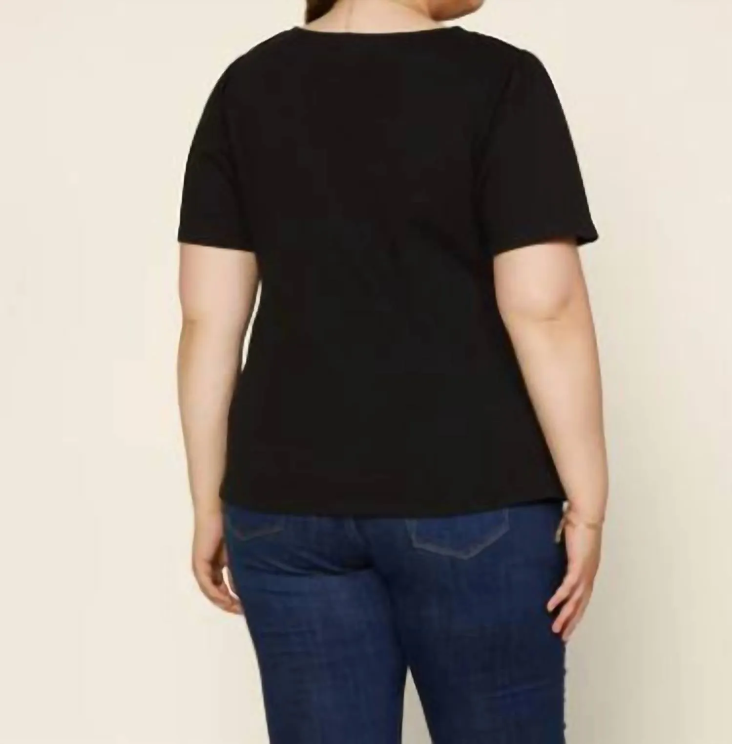 "leona" Twisted V-Neck Top In Black