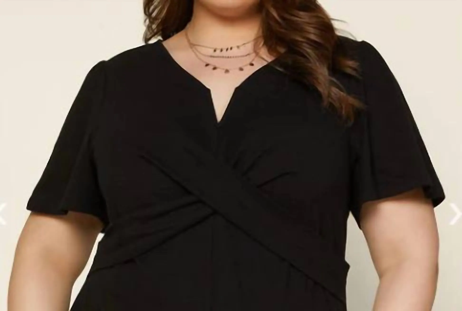 "leona" Twisted V-Neck Top In Black