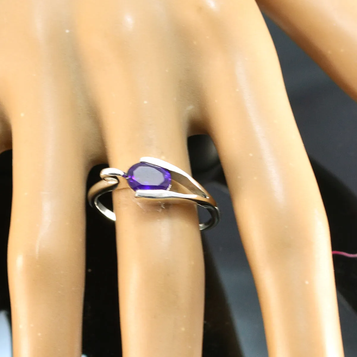 Riyo Fair Gemstones Amethyst 925 Sterling Silver Ring Anchor Jewelry